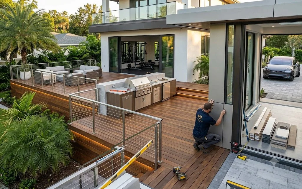 Aging-in-place bathroom renovation and accessory dwelling unit construction