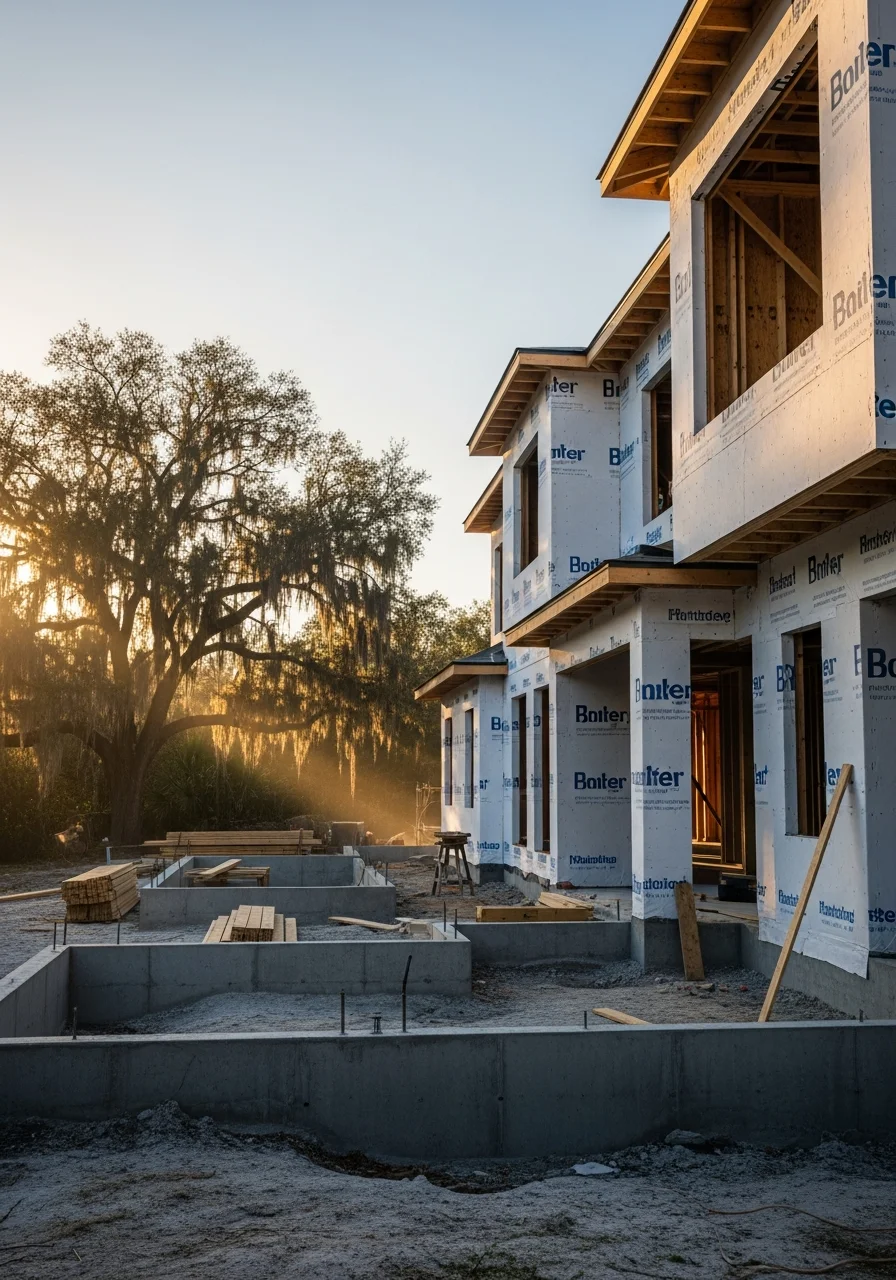 Custom home construction in Hillsborough County with modern architectural design